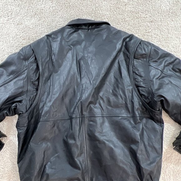 Port Authority Mens Leather Jacket XL Black Bomber ESPN - Picture 13 of 13